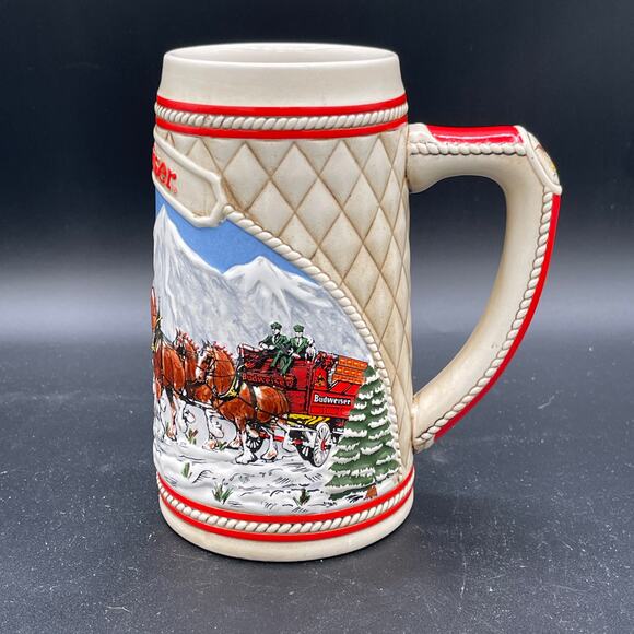 1985 "A" Series Anheuser Busch Budweiser Holiday Beer Stein Clydesdale Ceramarte - Picture 3 of 11